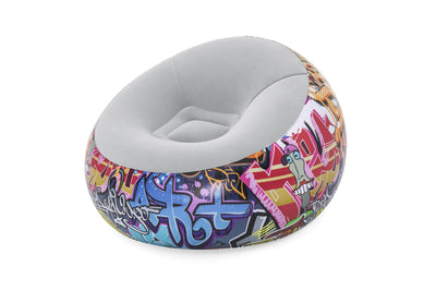 Bestway 44" x 44" x 26" (1.12m x 1.12m x 66cm) Inflate-a-chair Graffiti Air Chair (Contents: Chair, Repair Patch)