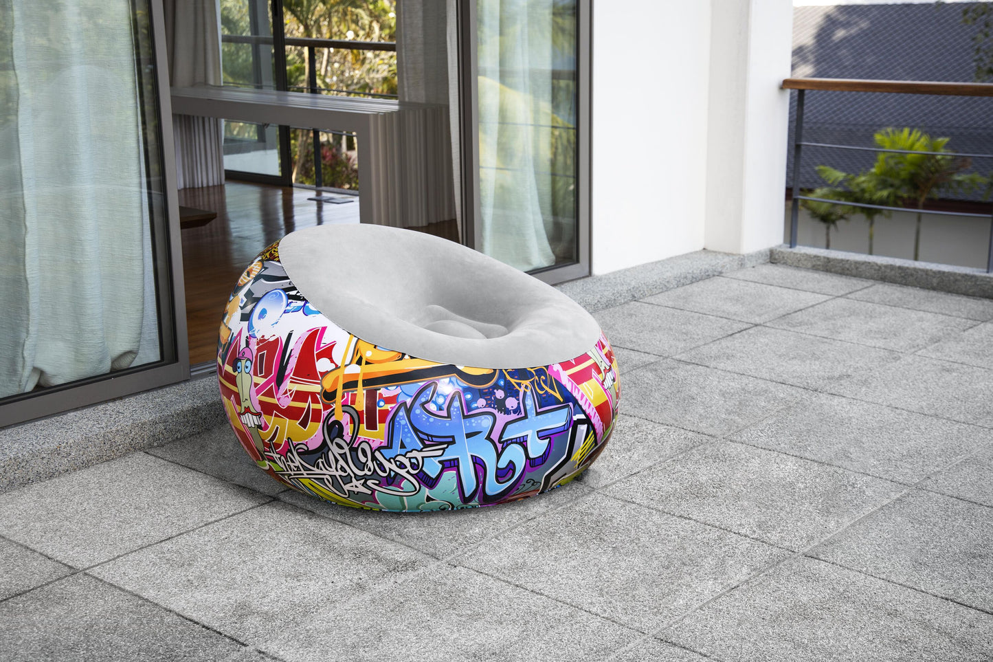 Bestway 44" x 44" x 26"/1.12m x 1.12m x 66cm inflate-a-chair graffiti air chair (contents:chair, repair patch,)