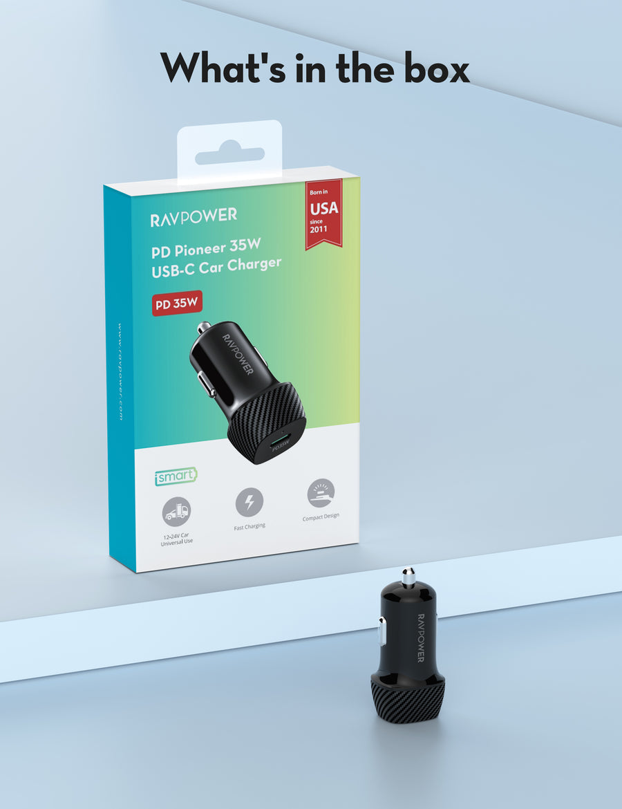 RAVPower RP-VC1020 Car Charger - 35W / USB-C / Black