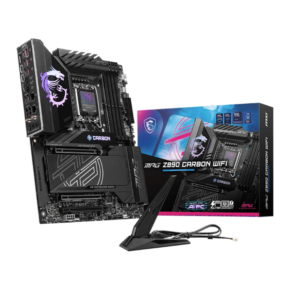 MSI MPG Z890 Carbon Motherboard - DDR5 / Wi-Fi7 / Bluetooth / HDMI / DisplayPort / USB - Black