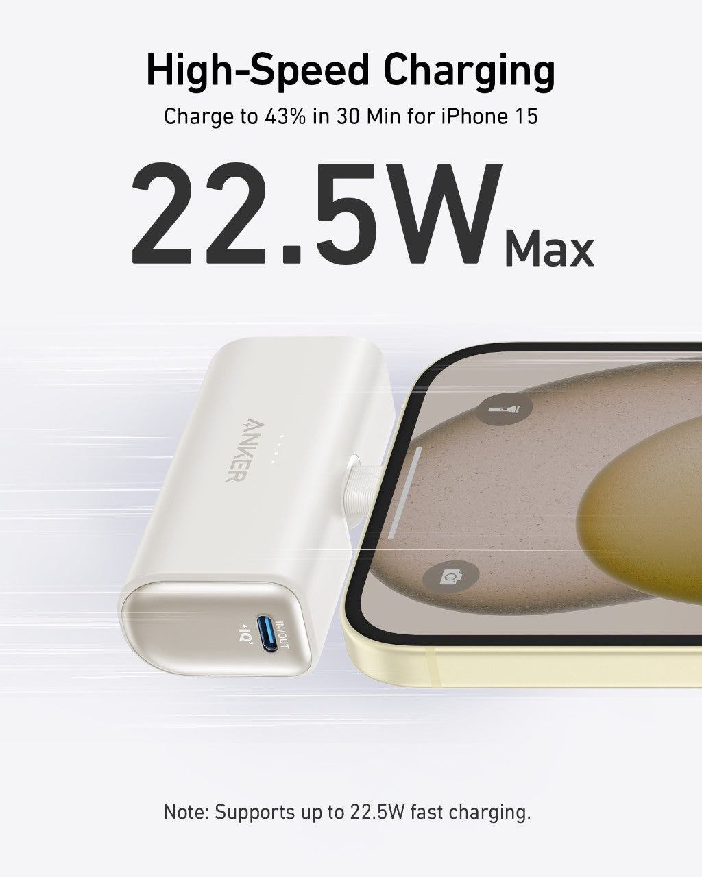 Anker Nano Power Bank - 22.5W / USB-C / 5000mAh / White