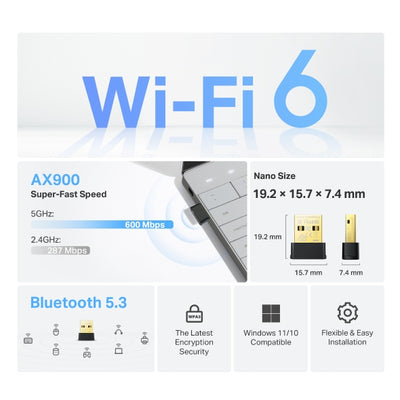 TP-Link Archer TX10UB AX900 Nano Wi-Fi 6 Bluetooth 5.3 USB Adapter