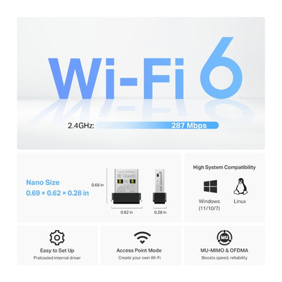 TP-Link Archer TX1U Nano AX300 Wi-Fi 6 Wireless USB Adapter