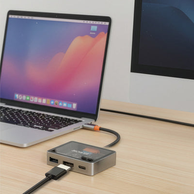 Mowsil USB-C to HDMI Multiport Adapter – 4K HDMI / USB-A 5Gbps / USB-C 100W PD / Transparent