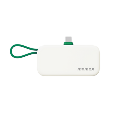MOMAX 3-in-1 Mini Power Bank - 5000mAh / 20W / USB-C / Green