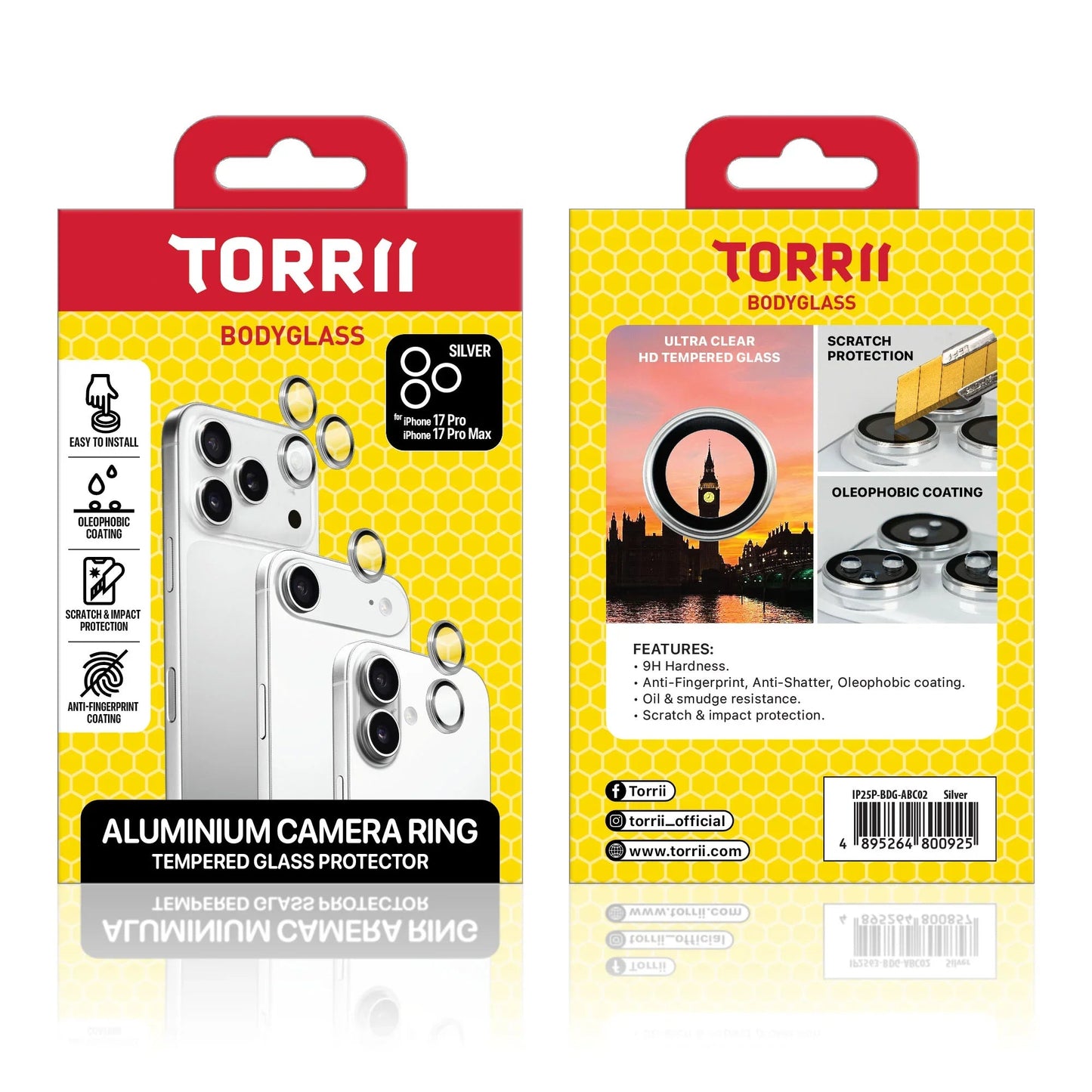 Torrii BODYGLASS Aluminium كاميرا for ابل ايفون برو ايفون برو ماكس فضي