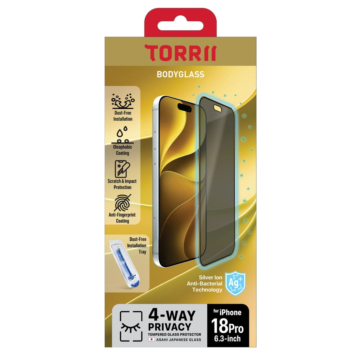 Torrii Bodyglass Screen Protector for Apple iPhone 18 Pro - 4 Way Privacy