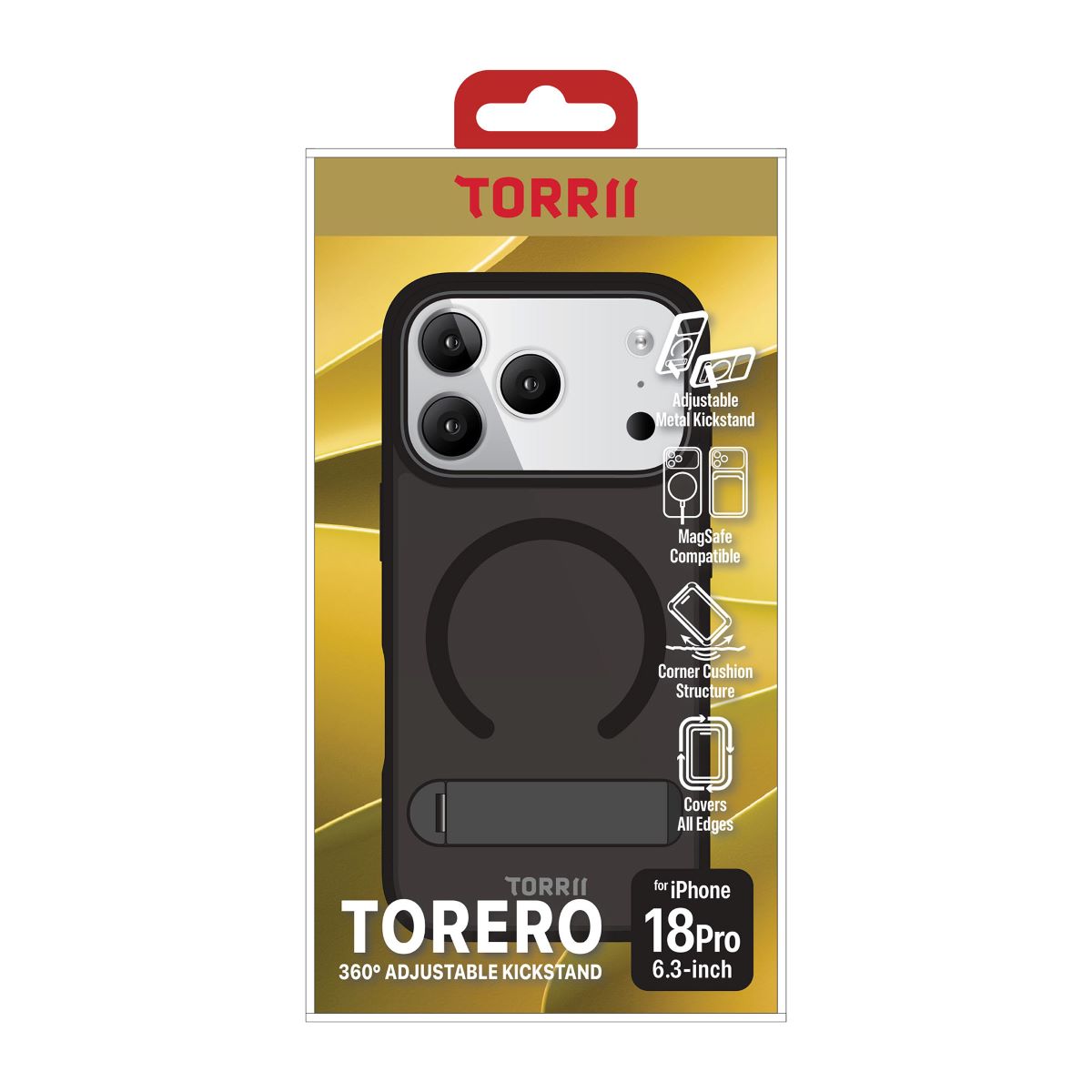 Torrii Torero Magsafe and Stand Cover for Apple iPhone 18 Pro - Black