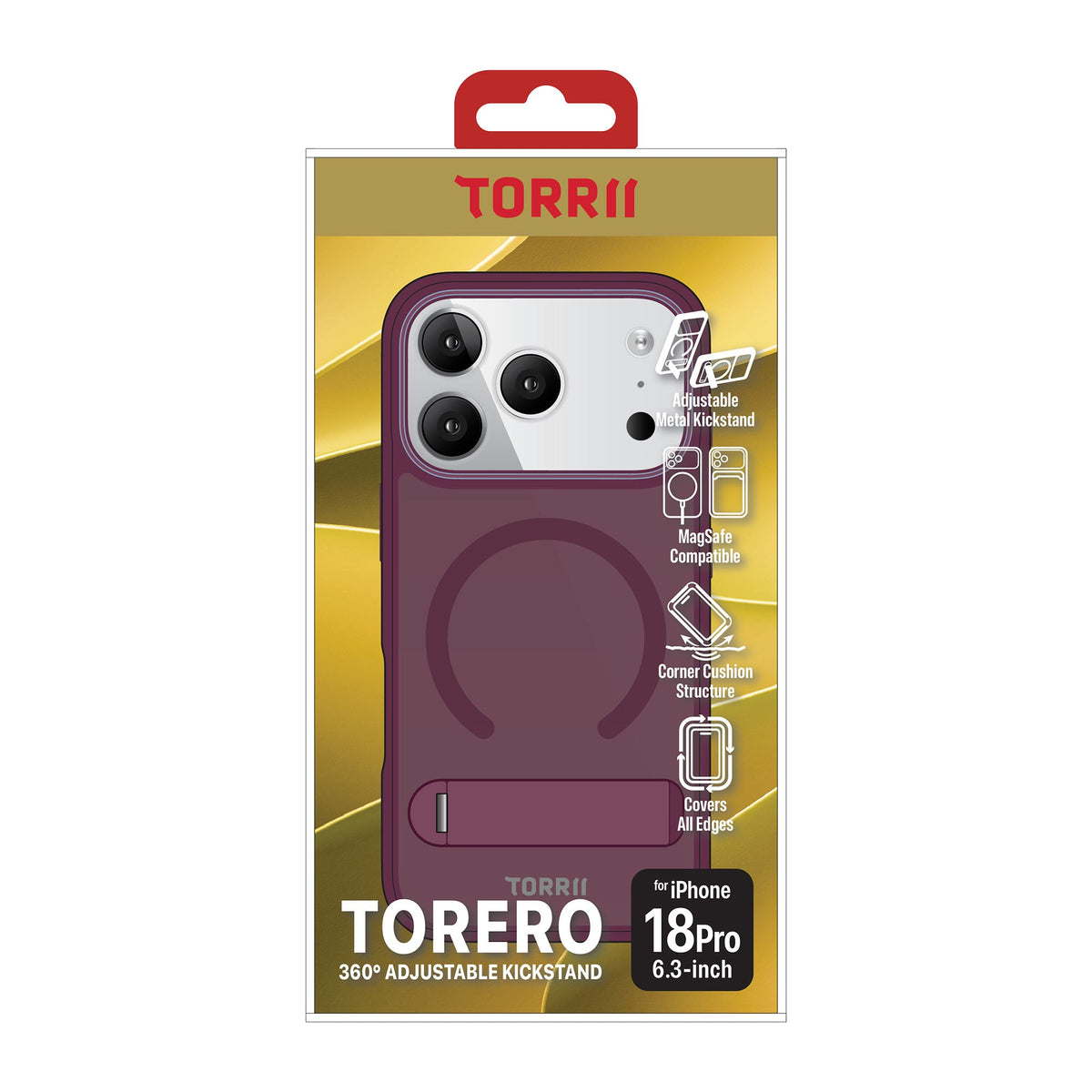 Torrii Torero Magsafe and Stand Cover for Apple iPhone 18 Pro - Cherry