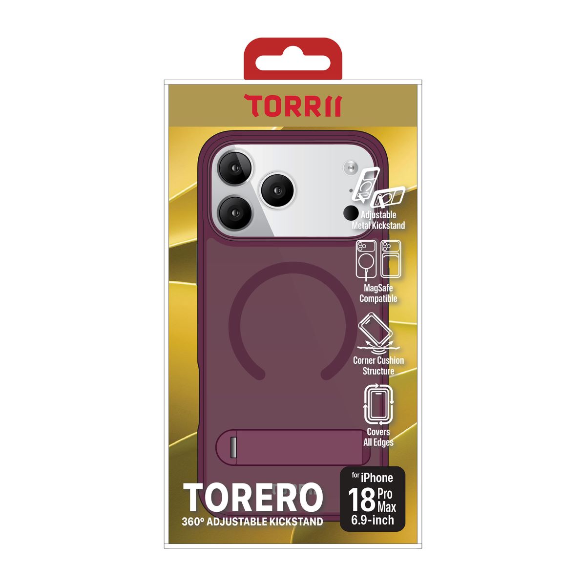 Torrii Torero Magsafe and Stand Cover for Apple iPhone 18 Pro Max - Cherry