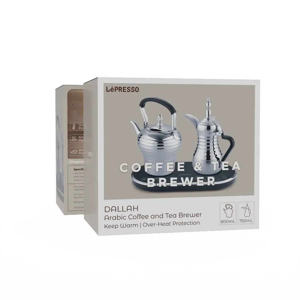 LePresso Dallah Arabic Coffee & Tea Programmed For Optimal Brewing - Slver Color