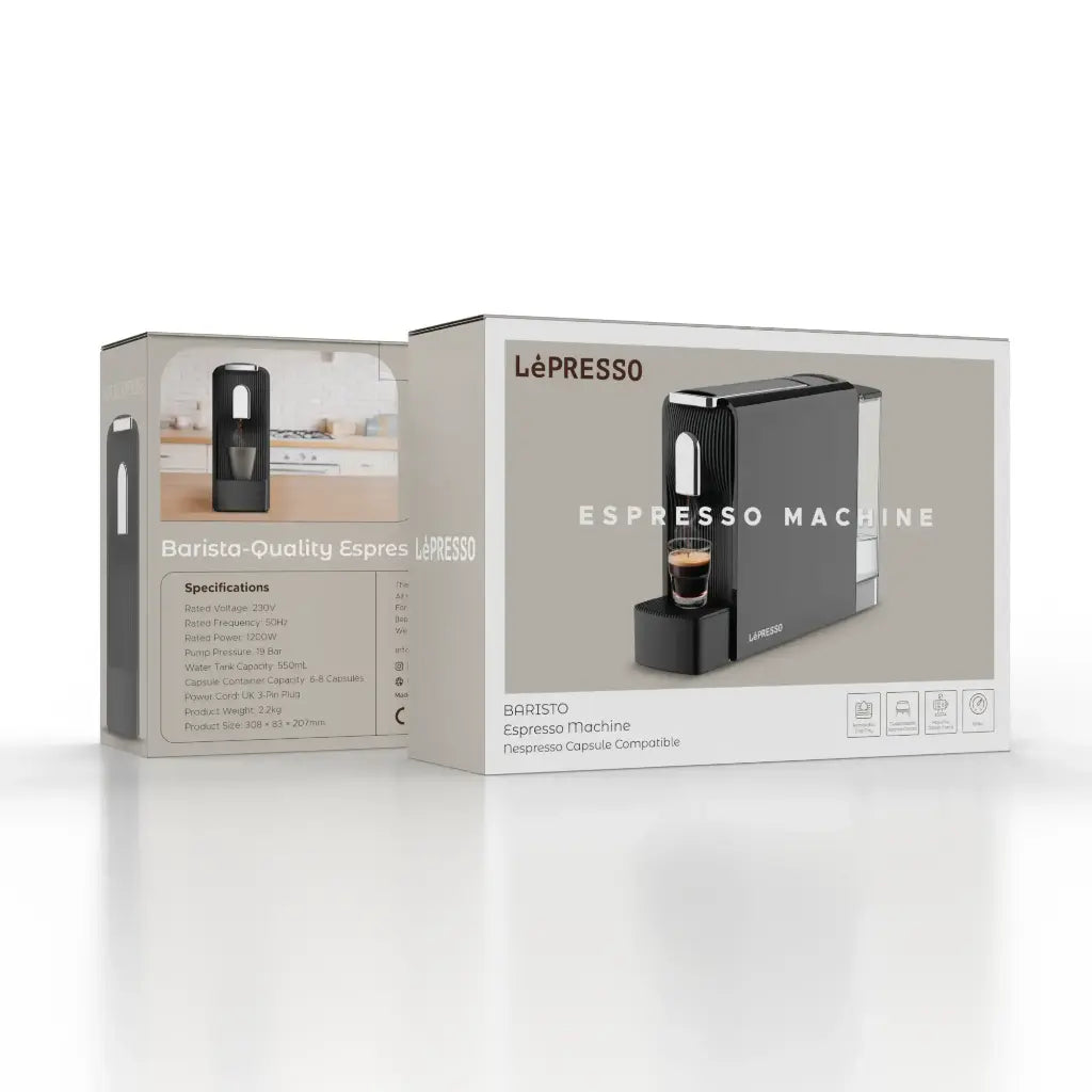 LePresso Barista Espresso Machine Automatic Milk Frother & Flow Meter - Black Color