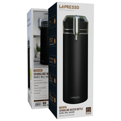 LePresso Sparkling Water Bottle Double Wall Vacuum - Black Color