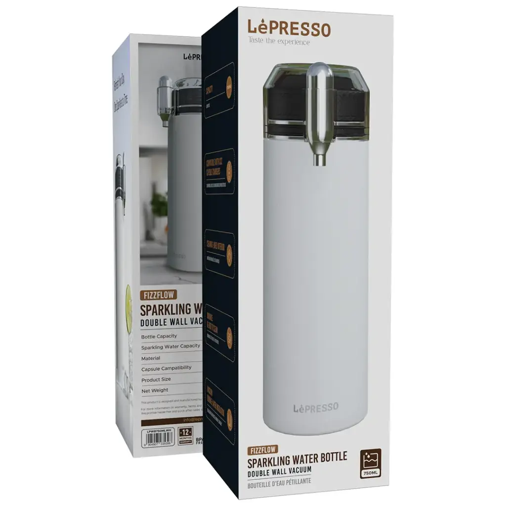 LePresso Sparkling Water Bottle Double Wall Vacuum - White Color