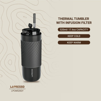 LePresso Thermal Tumbler With Infusion Filter - Gray Color