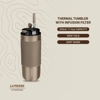 LePresso Thermal Tumbler With Infusion Filter - Gold Color