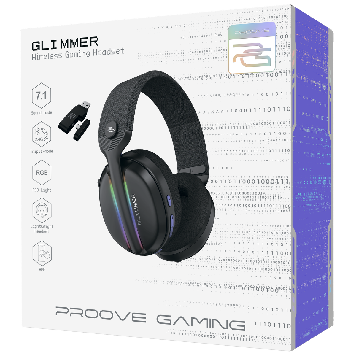 Proove Wireless Headset Gaming Glimmer - Black/Purple