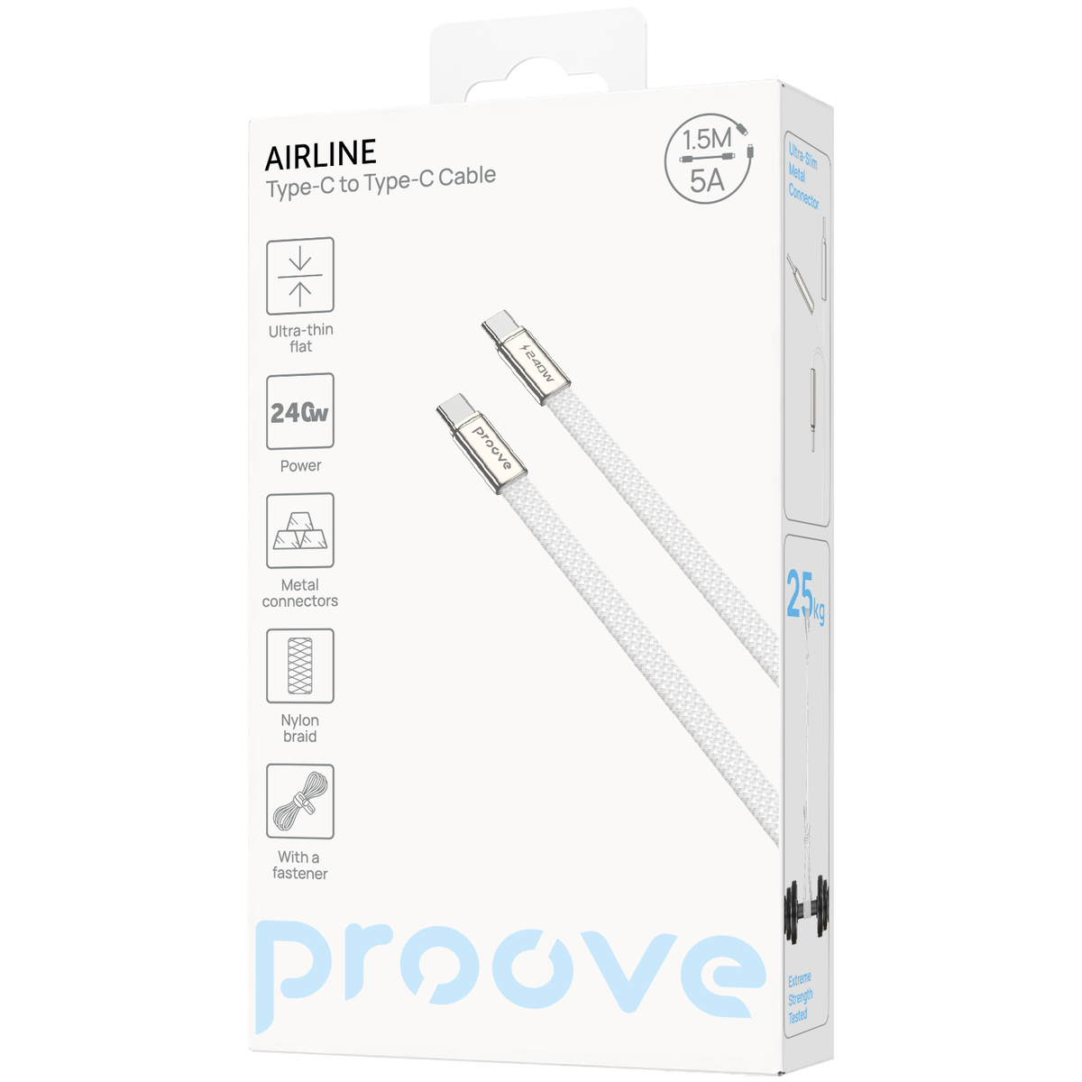 Proove Cable Proove AirLine Type-C to Type-C Cable - 240W / 1.5 Meter / White
