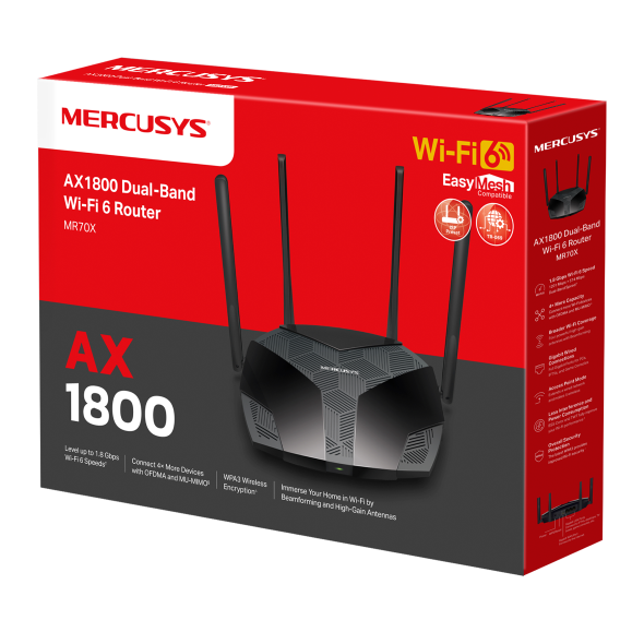 Mercusys MR70X - AX1800 Dual-Band WiFi 6 Router