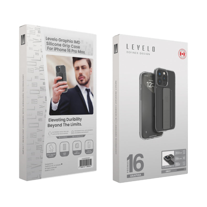 حافظة سيليكون حافظة سيليكون من ليفلو جرافيا IMD -ايفون 16 برو ماكس / رمادي اكسسوارات > هواتف تابلت > هواتف >