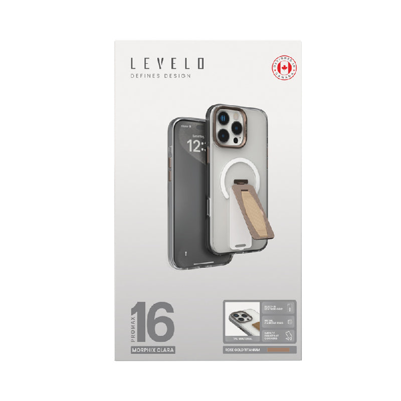 Levelo Morphix MagSafe Grip Case - Apple iPhone 16 Pro Max / Rose Gold Titanium Accessories > Mobiles & Tablets >