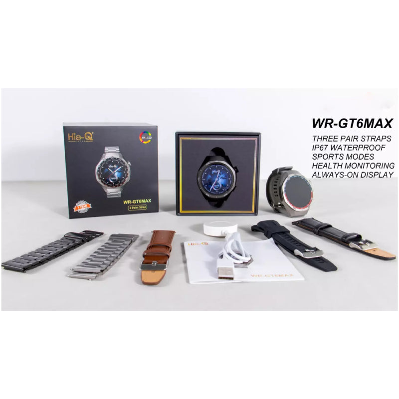 Hie-Q WR-GT6 Max Smart Watch - 3 Pair Straps Smart Watches