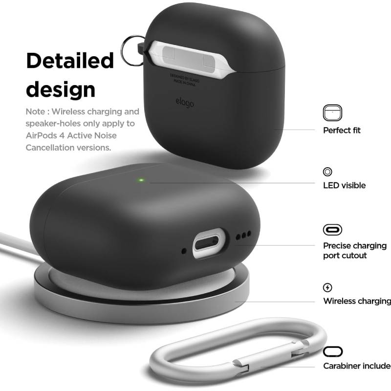 Elago AirPods 4 Liquid Silicone Hang Case - Black