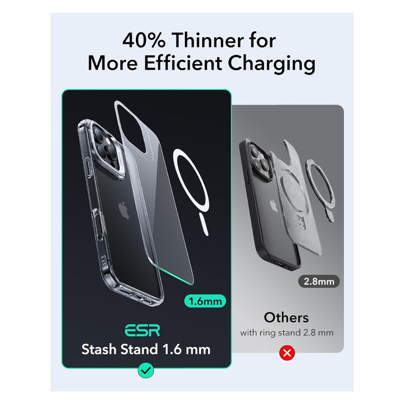 ESR Classic Hybrid Case with Stash Stand (HaloLock) Apple iPhone 16 Pro / Clear Accessories > Mobiles & Tablets >