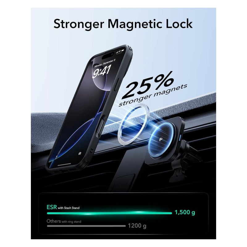 ESR Classic Hybrid Case with Stash Stand (HaloLock) Apple iPhone 16 Pro / Frosted Black Accessories > Mobiles & Tablets