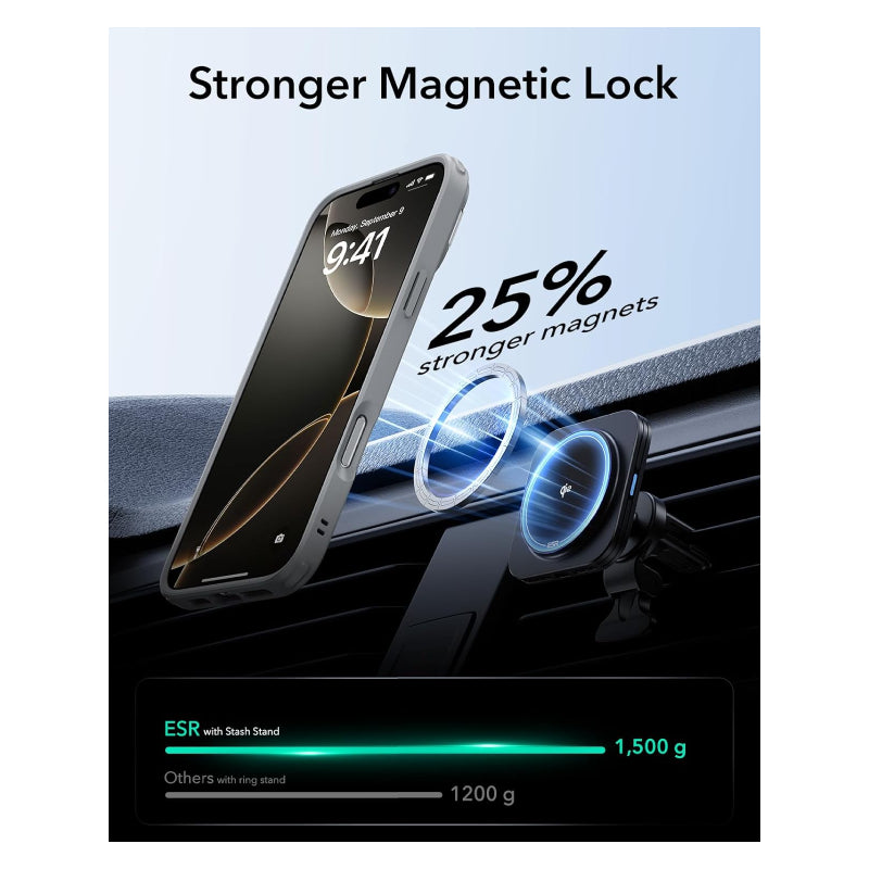 ESR Classic Hybrid Case with Stash Stand (HaloLock) Apple iPhone 16 Pro / Clear Gray Accessories > Mobiles & Tablets >