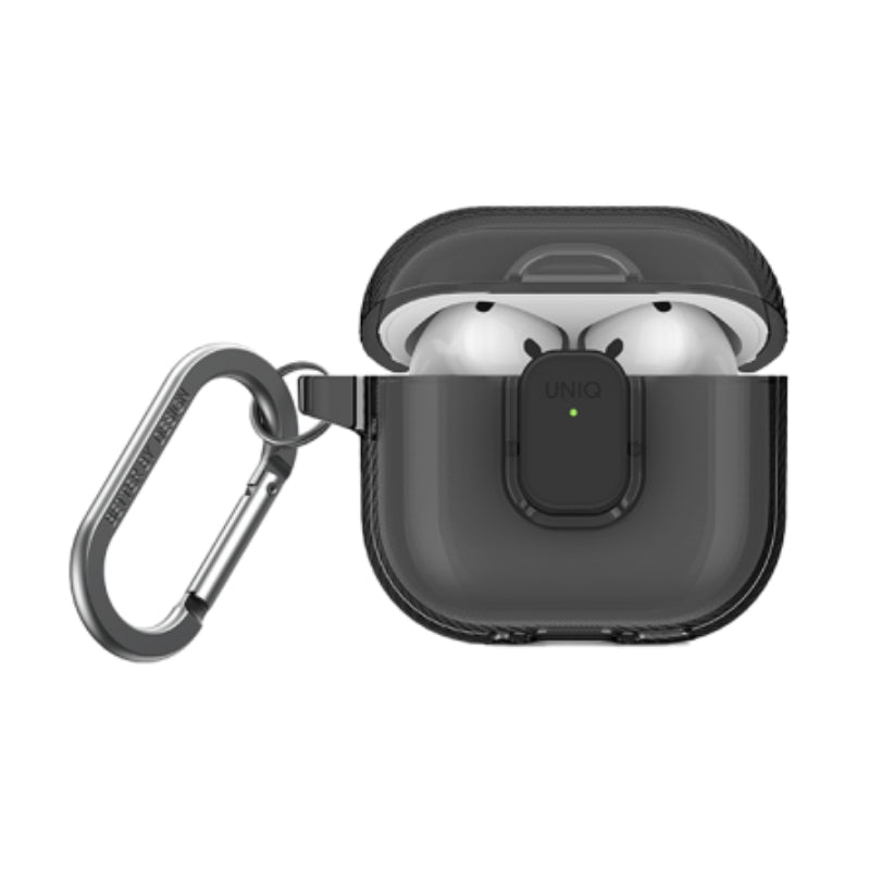 Uniq Glase Pro Lock Case For Airpods 4th Gen Glossy Smoke Accessories > Headphones > Covers & Cases