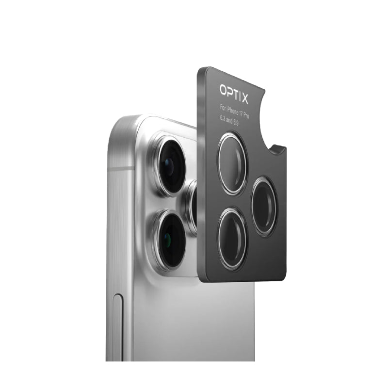 واقي من الفولاذ المقاوم للصدأ من يونيك أوبتيكس برايم كاميرا عدسة واقية من الفولاذ المقاوم للصدأ لـ ابل ايفون 17 برو / ايفون 17 برو ماكس - فضي كروم