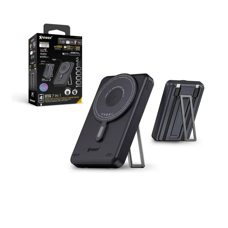 XPower 7-In-1 لاسلكي طاقة - 10000mAh / أسود