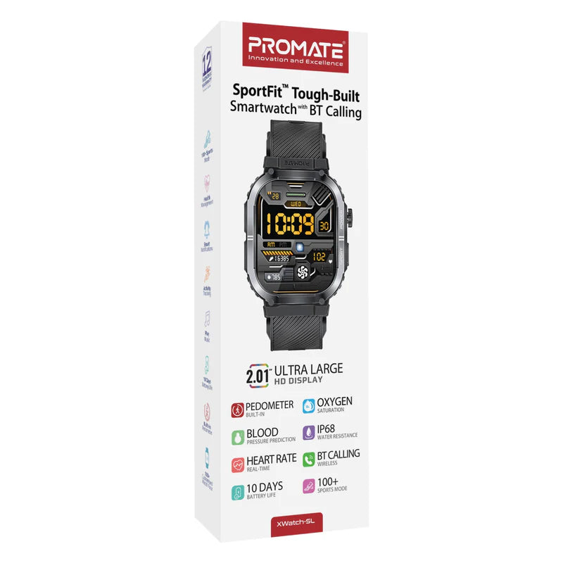 PROMATE XWatch-SL ساعة ذكية شاشة TFT مقاس 2.01 بوصة / بلوتوث أسود