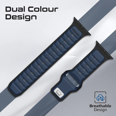 PROMATE SiliBand-DC Durable Two-Toned Silicone Sporty Watch Band - 42/44/45/49mm / Blue