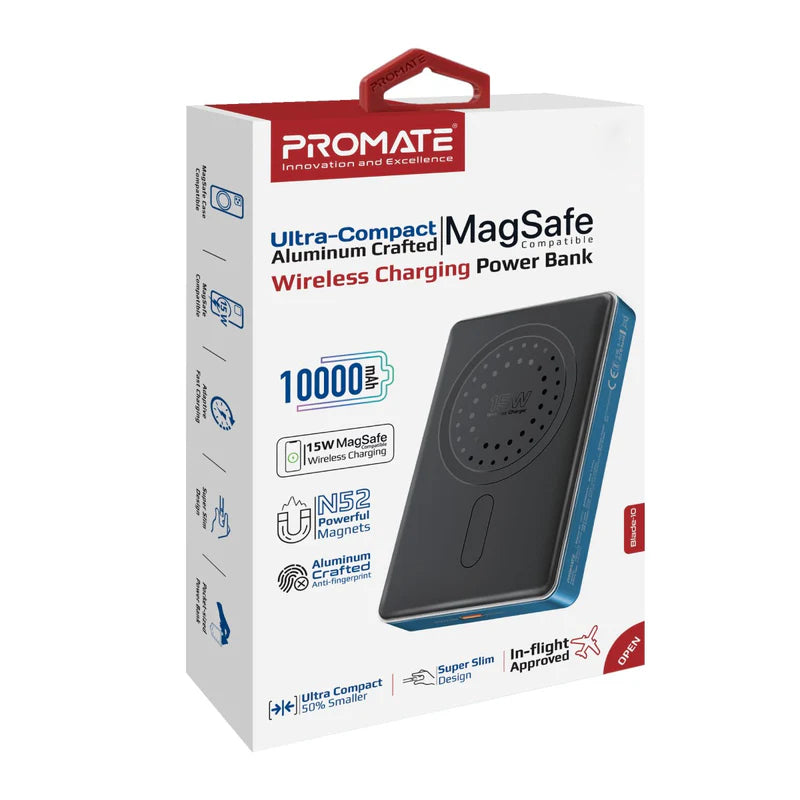 PROMATE Blade-10:ماج سيف طاقة مضغوط ماج سيف متوافق طاقة لاسلكي - يو اس بي/ أزرق