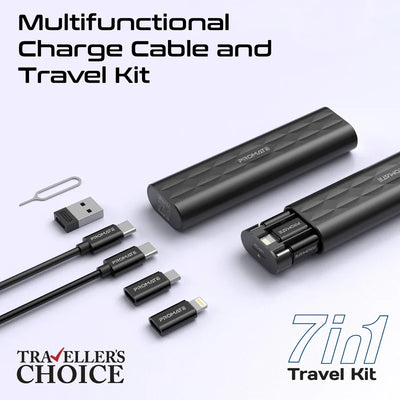 PROMATE PERK Compact All in 1 Charging Cable and Travel Kit - 60W / Black