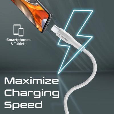 PROMATE xCord-AC200 Super Flexible Data and Charge Cable - 2 Meter / 480Mbps / USB-A / USB-C / White