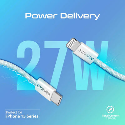 PROMATE EcoLine-Ci120 Super-Fast Charge Cable - 1.2 Meter / 480Mbps / Lightning / USB-C / White