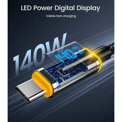 AOHi Magline Nylon LED Digital Display Cable - 140W / 480Mbp/s / USB-C / 1.2 Meter / Black