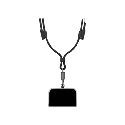 Energea Lasso 2-In-1 Lanyard With Charging Cable - 1.5 Meter / 240W / 480Mbps / USB-C / Black