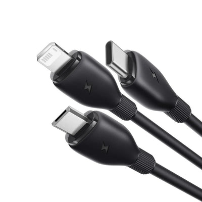 Baseus Ultra-Fast 3-in-1 Charging Cable - 1.3 Meter / USB-A to M+L+C / 3.5A / Black