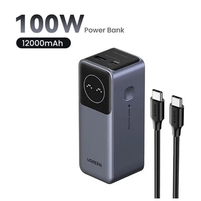 UGREEN Nexode Fast Charging Power Bank - 12,000mAh / 100W / USB-C / USB-A / Black