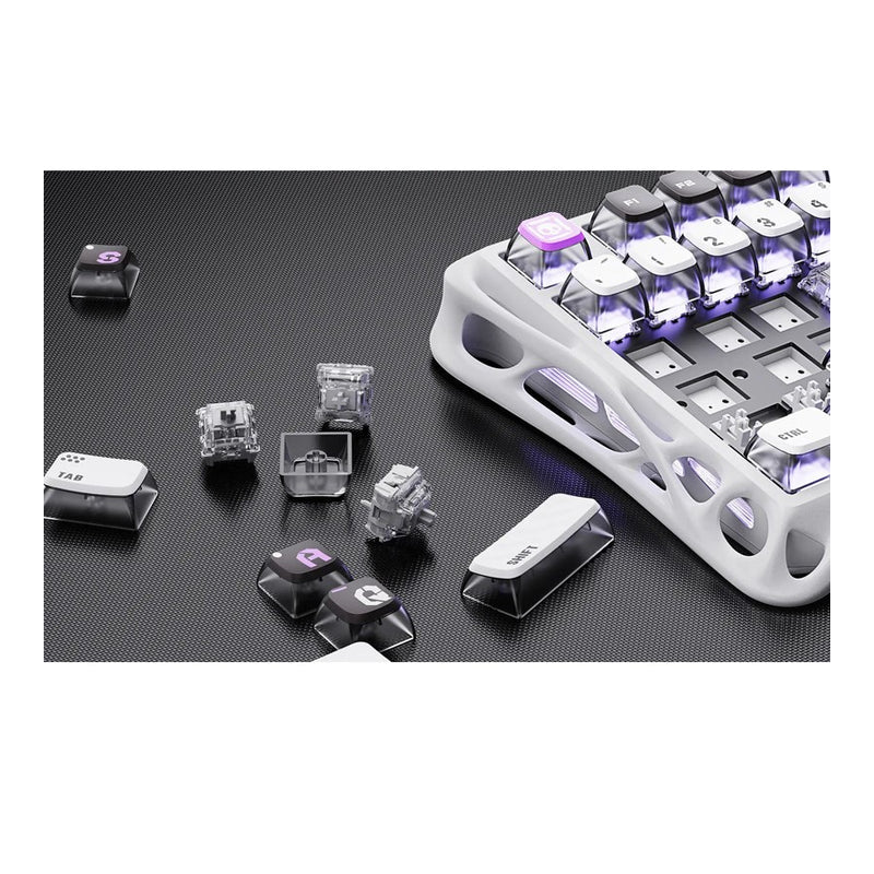 لوحة مفاتيح الألعاب GravaStar Mercury V75 ذاتمفتاح مغناطيسي تعمل بتقنية تأثير هول بنسبة 75%لوحة مفاتيح Mecha رمادي