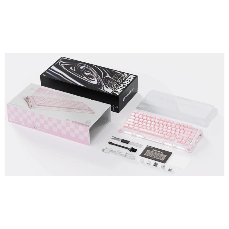 GravaStar Mercury K1 75% لاسلكي -لوحة مفاتيح لاسلكي الألعاب -خاص - اللون الوردي ساكورا اللون الوردي