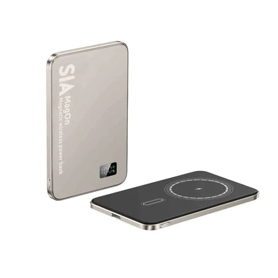 SIA Wireless Magnetic Power Bank - 5000mAh / USB-C / Natural Titanium