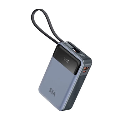 SIA Volt Link Power Bank With Built-in Cable - 20,000mAh / USB-C / Gray