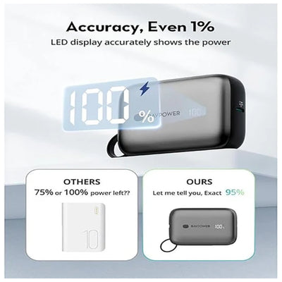 RAVPower 3-Port Power Bank - 10000mAh / 20W / USB-A / USB-C / Black
