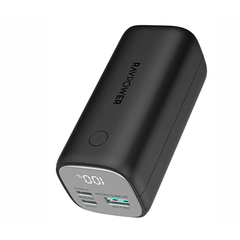 RAVPower RP-PB208 ميني منفذ طاقة - 14000mAh / 30W / يو اس بي/ يو اس بي/ أسود