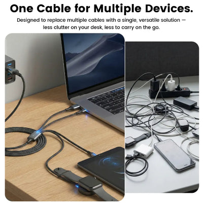 ZLOS Braided Data Charging Cable - 100W / USB-C / Lightning / Micro-USB / Magnetic Watch Charger / Black